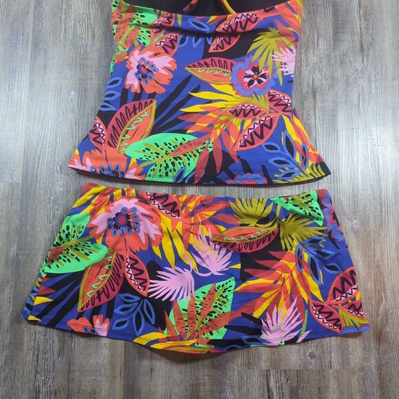 Women's Bleu Rod Beattie Tropical Floral Halter Tankini Skirt & Cover Up Size 8 - Picture 9 of 16